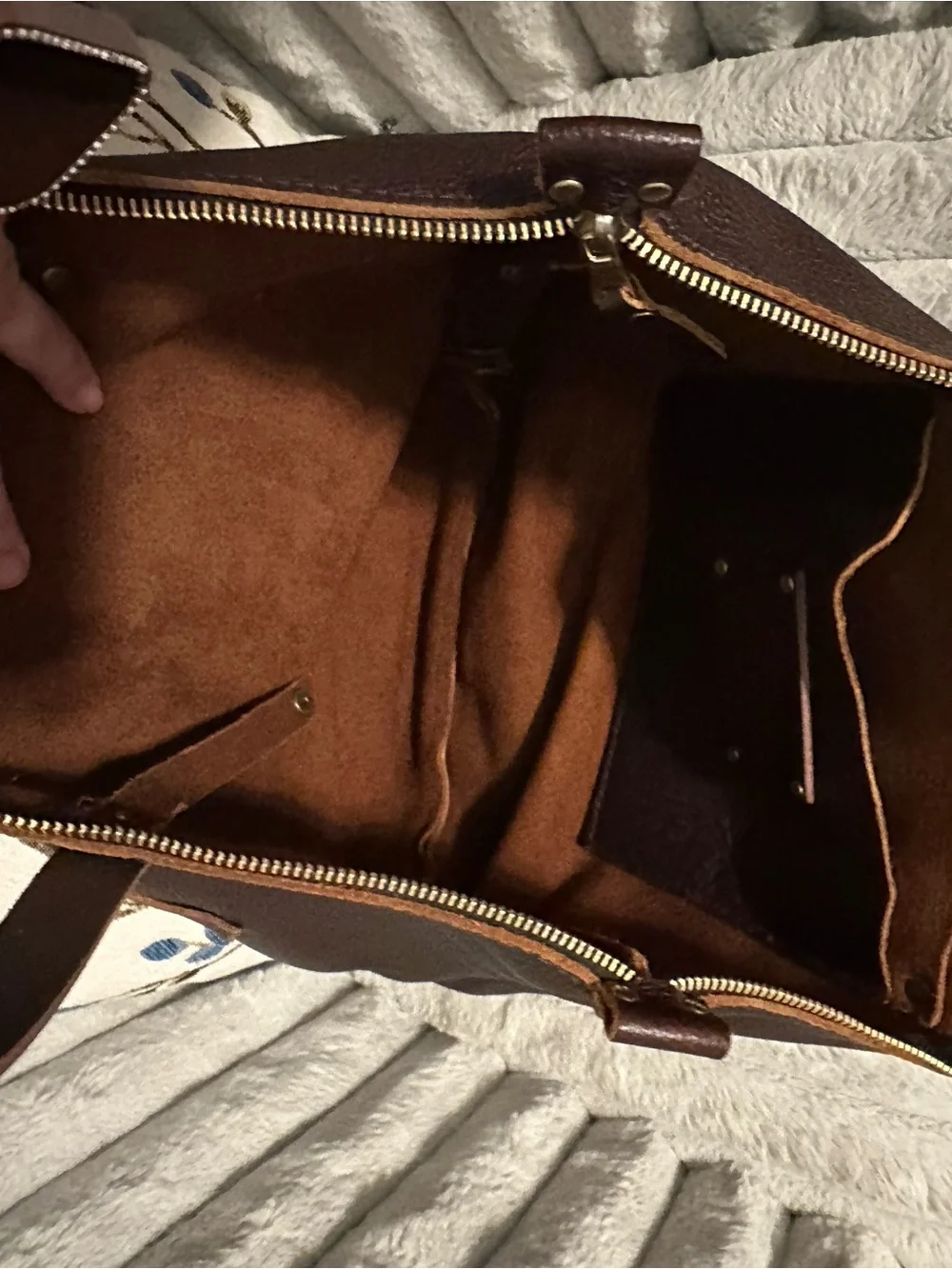 Portland Leather large zip tote in coldbrew